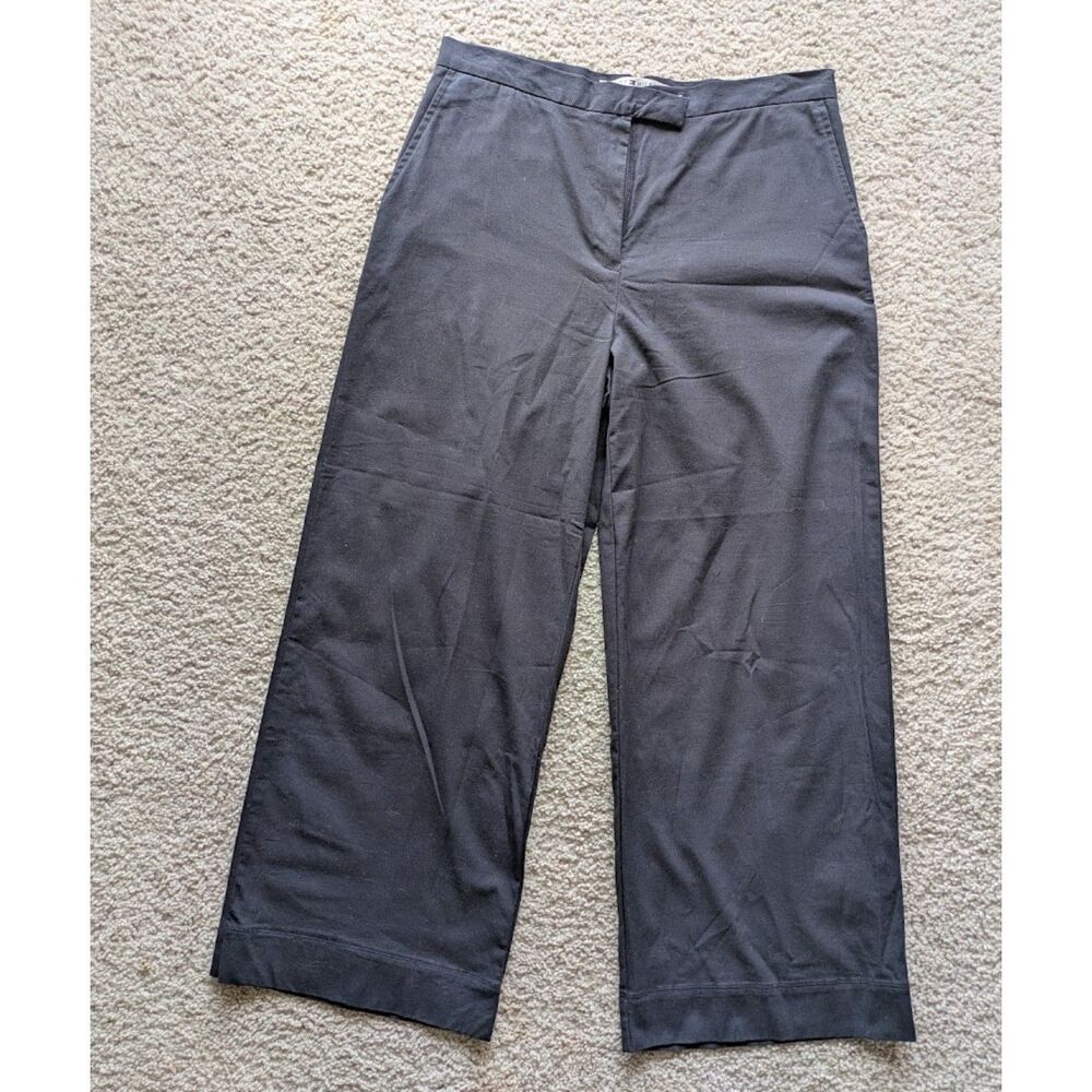 Tommy Hilfiger Navy Blue Stretch Wide Leg High Rise Ankle Length Pants Sz 10